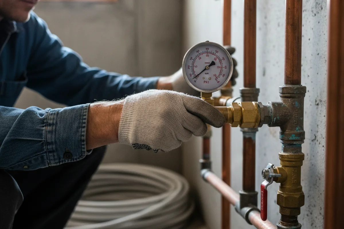 Pressure testing a repaired line during Water Line Repair in Placentia